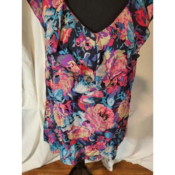 Moulinette Soeurs Size 2 Sleeveless Floral Ruffle Blouse Silk - Picture 3 of 6
